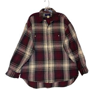 Vintage CZ Basics Plaid Shirt Men L Waffle Knit Button Up Grunge Work Made Nepal